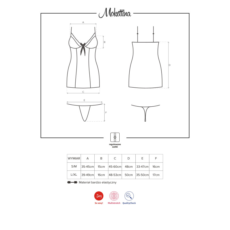 Сорочка Obsessive Mokettina Черная S/M Сорочка Obsessive Mokettina Черная S/M