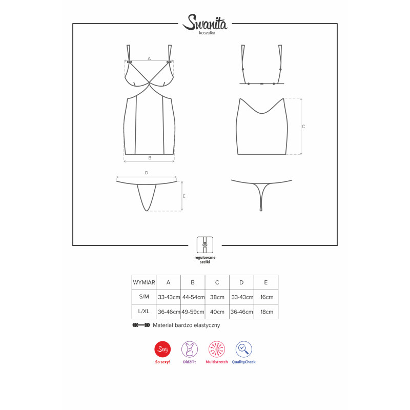 Сорочка Obsessive Swanita Черная S/M