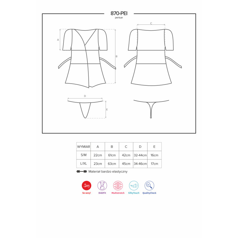 Пеньюар Obsessive 870-PEI-3 Червоний S/M Пеньюар Obsessive 870-PEI-3 Червоний S/M