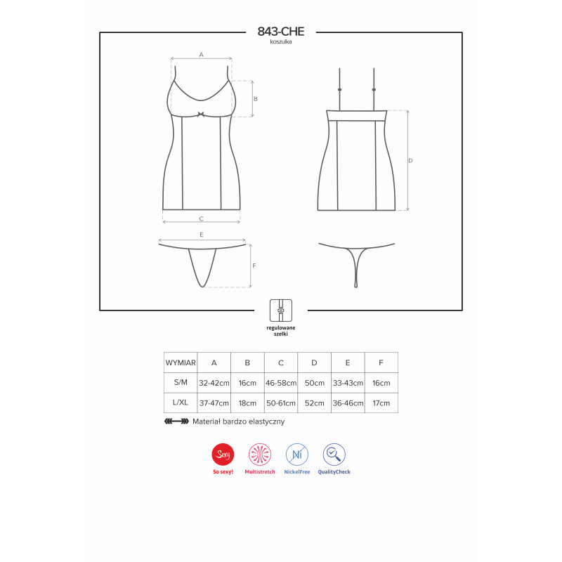 Рубашка Obsessive 843-CHE-2 Біла L/XL