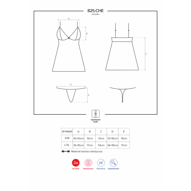 Рубашка Obsessive 825-CHE-6 Синя S/M