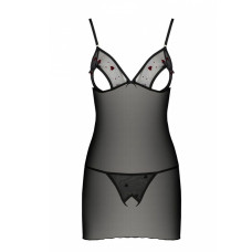 Рубашка с вырезами на груди + стринги Passion LOVELIA CHEMISE black S/M