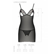 Рубашка с вырезами на груди + стринги Passion LOVELIA CHEMISE black S/M