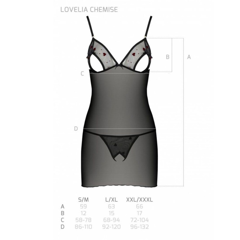 Рубашка с вырезами на груди + стринги Passion LOVELIA CHEMISE black S/M Рубашка с вырезами на груди + стринги Passion LOVELIA CHEMISE black S/M