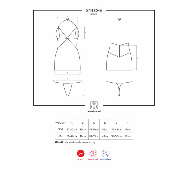 Сорочка Obsessive 844-CHE-1 Черная L/XL Сорочка Obsessive 844-CHE-1 Черная L/XL