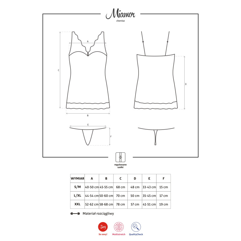 Рубашка Obsessive Miamor Чорна L/XL