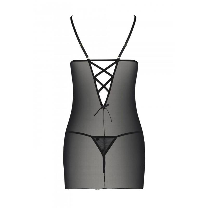 Сорочка з вирізами на грудях + стрінги Passion LOVELIA CHEMISE black XXL/XXXL Сорочка з вирізами на грудях + стрінги Passion LOVELIA CHEMISE black XXL/XXXL
