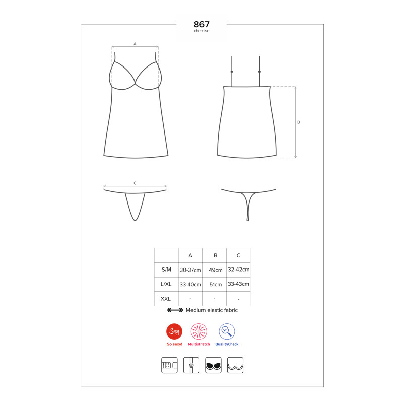 Сорочка Obsessive 867-CHE-1 Черная S/M