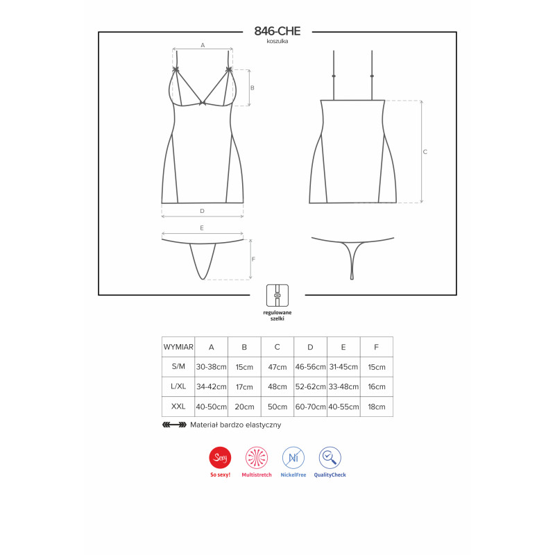 Сорочка Obsessive 846-CHE-1 Черная L/XL Сорочка Obsessive 846-CHE-1 Черная L/XL