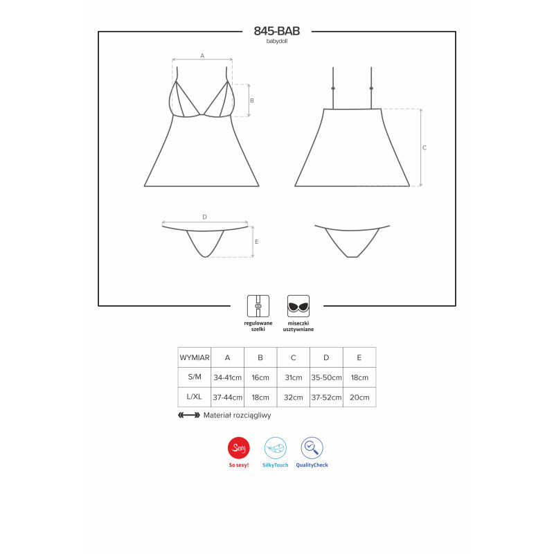 Сорочка Obsessive 845-BAB-5 Розовая L/XL Сорочка Obsessive 845-BAB-5 Розовая L/XL