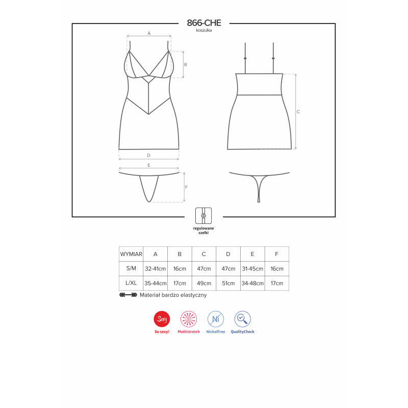 Сорочка Obsessive 866-CHE-1 Черная S/M