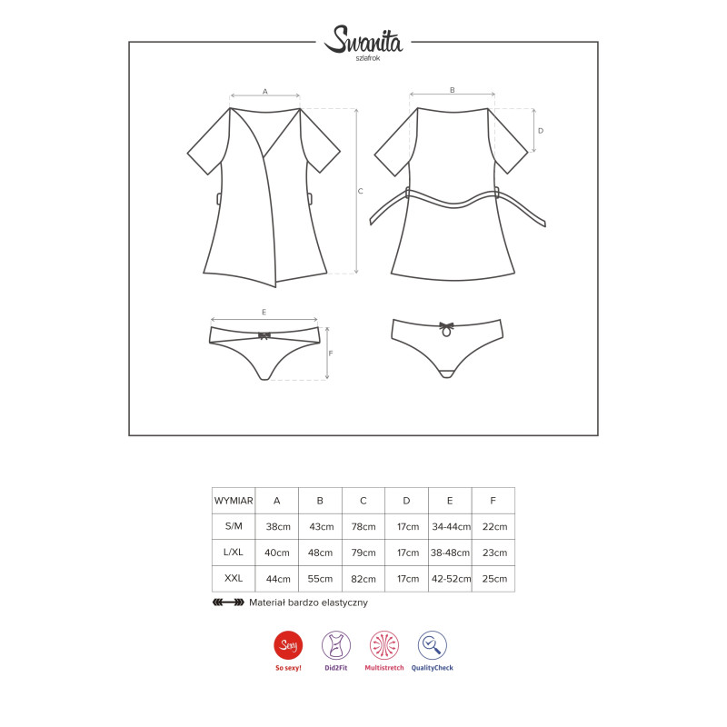 Пеньюар Obsessive Swanita Чорний S/M Пеньюар Obsessive Swanita Чорний S/M