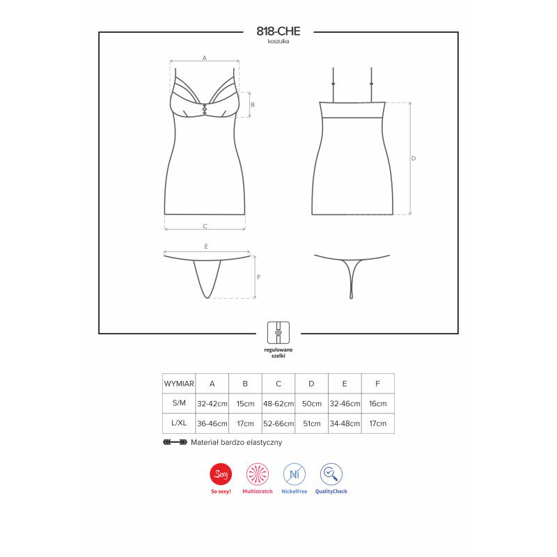 Сорочка Obsessive 818-CHE-1 Черная S/M