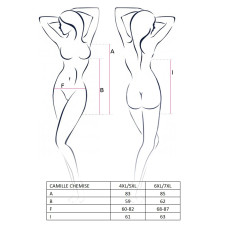 Сорочка для полных с кружевом Passion CAMILLE CHEMISE 6XL/7XL Черная