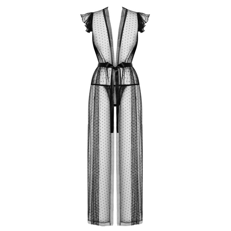 Пеньюар Obsessive 876-PEI-1 Черный S/M Пеньюар Obsessive 876-PEI-1 Черный S/M