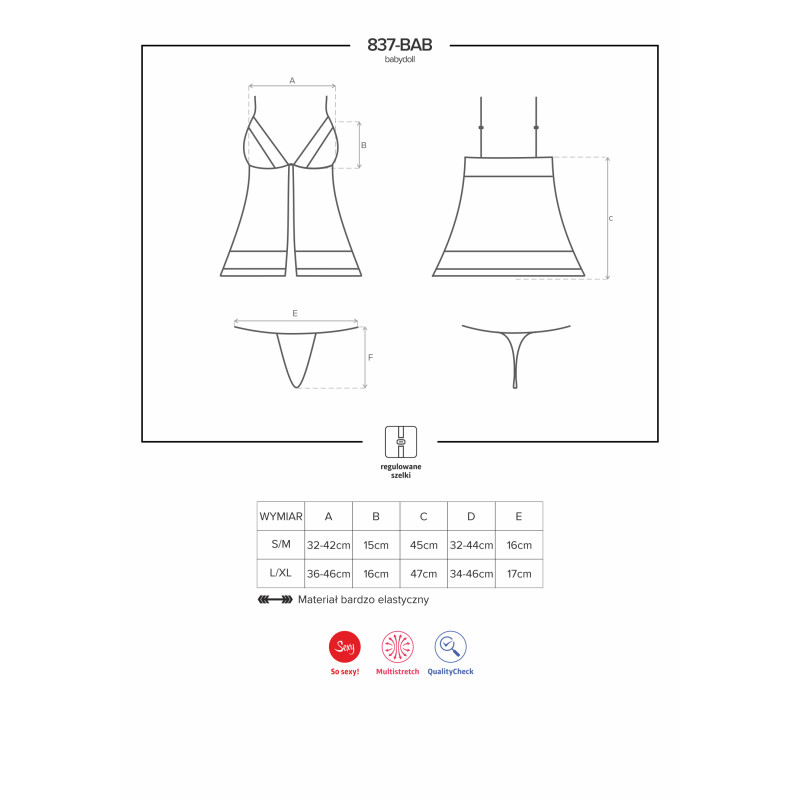 Бебидолл Obsessive 837-BAB-1 Черный S/M Бебидолл Obsessive 837-BAB-1 Черный S/M