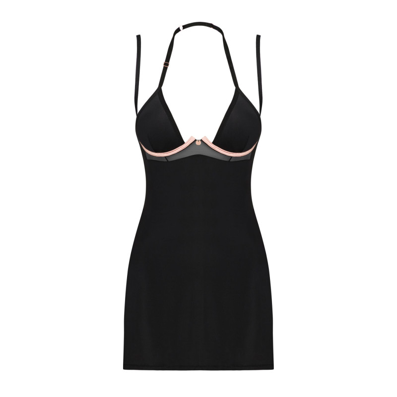 Рубашка Obsessive Selinne chemise & thong черная XS/S Рубашка Obsessive Selinne chemise & thong черная XS/S