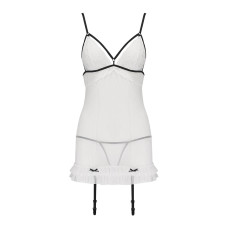 Сорочка прозора з пажами Passion ORIHIME CHEMISE white S/M