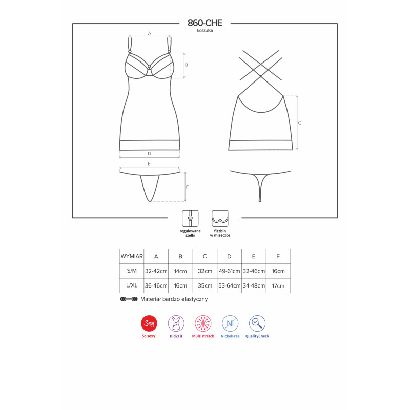 Сорочка Obsessive 860-CHE-3 Красная S/M Сорочка Obsessive 860-CHE-3 Красная S/M