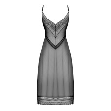 Длинная полупрозрачная рубашка Obsessive Estiqua chemise черная XS/S