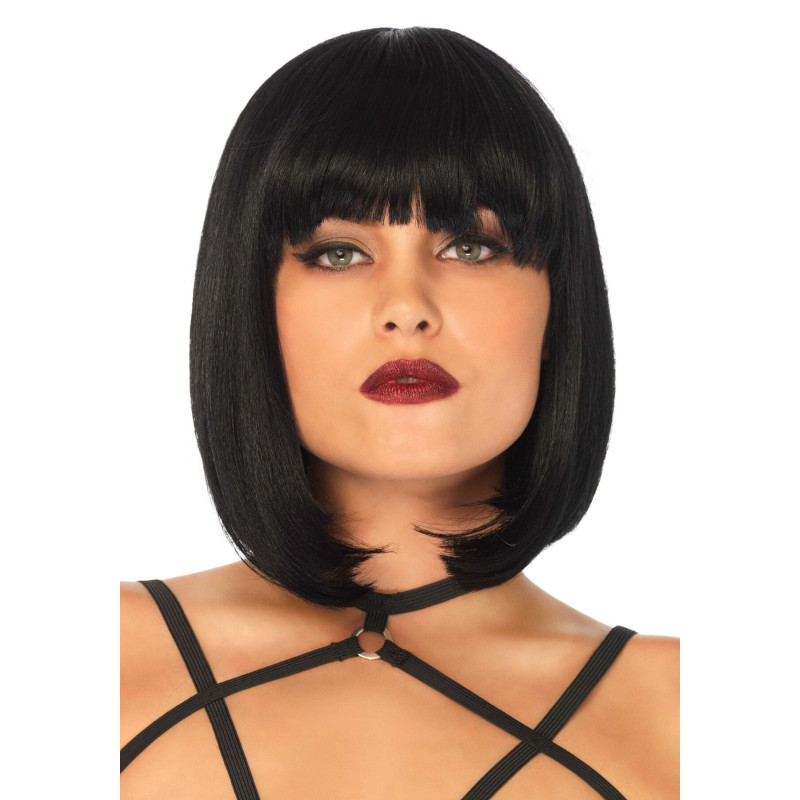 Коротка перука каре з чубчиком Leg Avenue Short natural bob wig, чорна