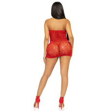 Платье-сетка со стразами Leg Avenue Rhinestone halter mini dress открытая спина, Red one size