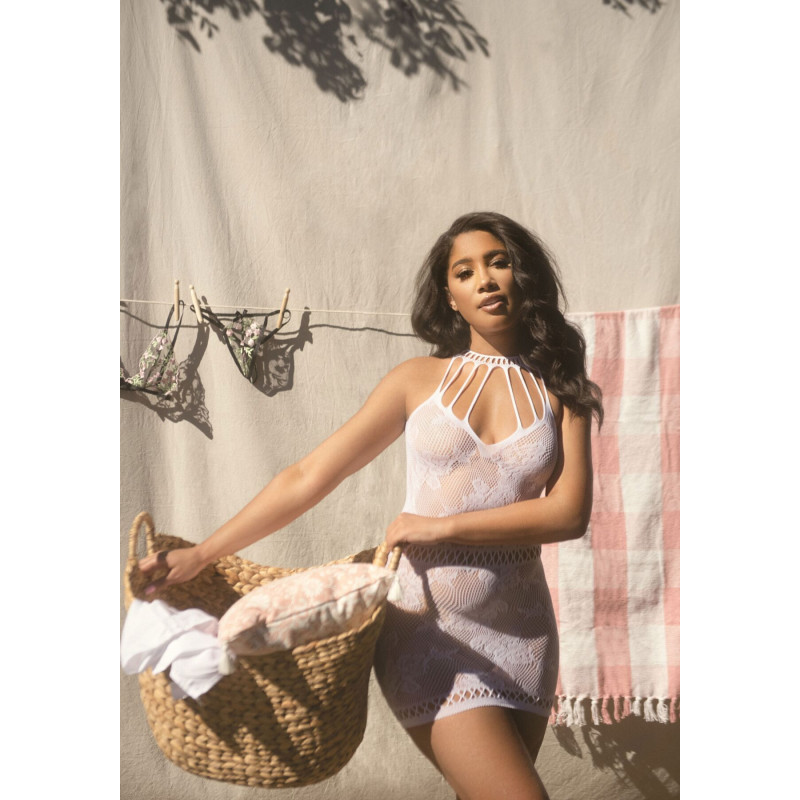 Ажурное платье-сетка Leg Avenue Lace mini dress with cut-outs White one size Ажурное платье-сетка Leg Avenue Lace mini dress with cut-outs White one size