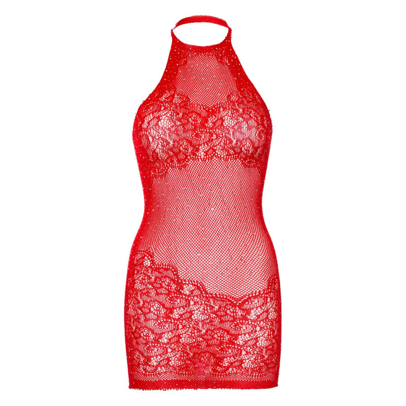 Платье-сетка со стразами Leg Avenue Rhinestone halter mini dress открытая спина, Red one size Платье-сетка со стразами Leg Avenue Rhinestone halter mini dress открытая спина, Red one size