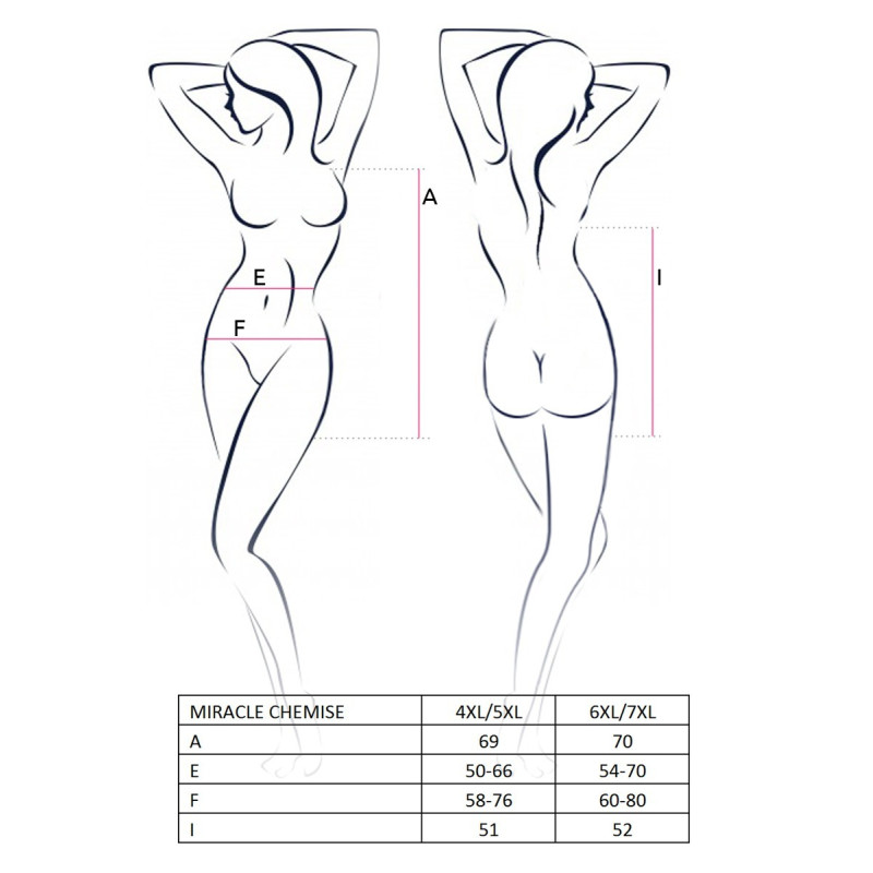 Эротическое мини-платье Passion Size Plus MIRACLE CHEMISE 4XL/5XL Черное
