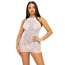 Платье-сетка со стразами Leg Avenue Rhinestone halter mini dress открытая спина, White one size
