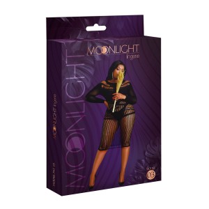 Сукня-бодістокінг Moonlight Plus Model 03 Black XL-XXXL, міді, довгий рукав