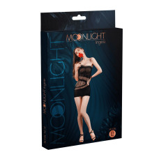 Мінісукня на одне плече Moonlight Model 12 Black XS-L, вертикальна бахрома