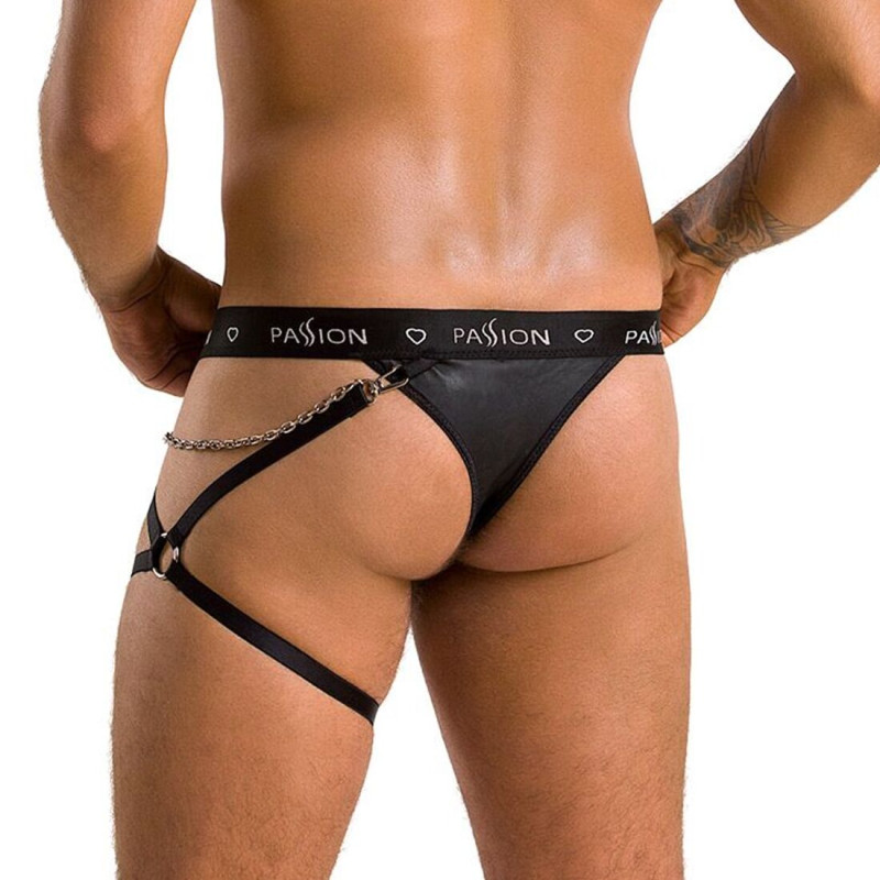 Мужские трусики танга с подвязкой Passion 058 Thong Bill Black L/XL Мужские трусики танга с подвязкой Passion 058 Thong Bill Black L/XL