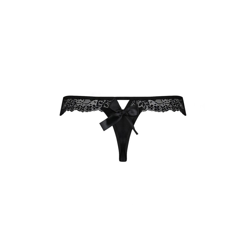 Кружевные трусики-танга с атласным бантиком Passion Naja Thong black S/M Кружевные трусики-танга с атласным бантиком Passion Naja Thong black S/M