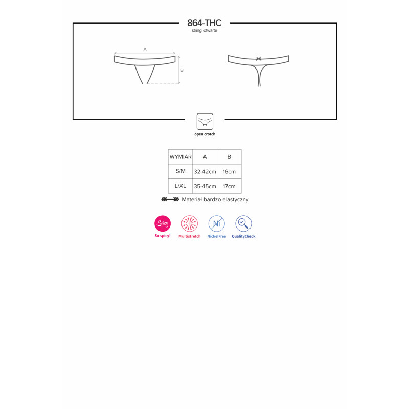 Стрінги відкриті Obsessive 864-THC-1 Чорні L/XL Стрінги відкриті Obsessive 864-THC-1 Чорні L/XL