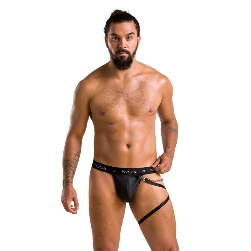Мужские трусики танга с подвязкой Passion 058 Thong Bill Black L/XL Мужские трусики танга с подвязкой Passion 058 Thong Bill Black L/XL