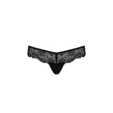 Мереживні трусики-танга з атласним бантиком Passion Naja Thong black XXL/XXXL