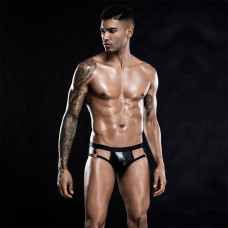 Лаковые мужские трусы с открытой попкой JSY Черные S/M