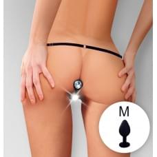 Женские трусики с силиконовой анальной пробкой Art Sex - Sexy Panties plug size M Black XS-2XL