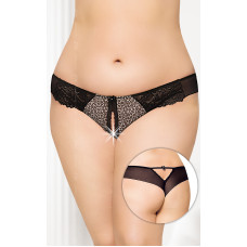 Трусики SoftLine G-String 2435 Plus Size XXXL Черные/Леопарддовые