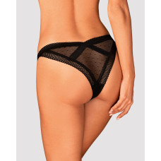 Кружевные трусики с заниженной талией Obsessive Estiqua panties черные XS/S