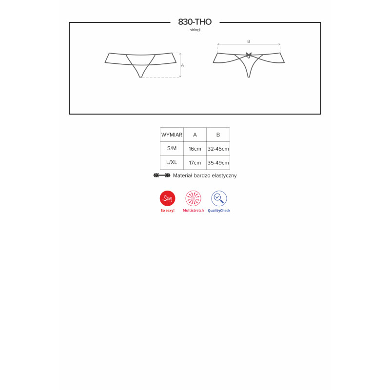 Стрінги Obsessive 830-THO-1 Чорні L/XL Стрінги Obsessive 830-THO-1 Чорні L/XL