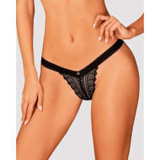 Кружевные трусики с заниженной талией Obsessive Estiqua panties черные XS/S
