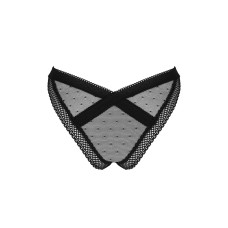 Кружевные трусики с заниженной талией Obsessive Estiqua panties черные XS/S