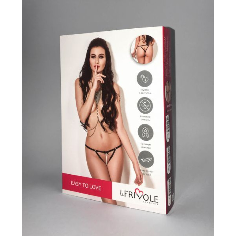 Трусики LeFrivole Overslip in 2-strap look with pearl cord M/L (46-48) Черные Трусики LeFrivole Overslip in 2-strap look with pearl cord M/L (46-48) Черные