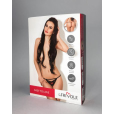 Трусики LeFrivole Overslip with a strap, lace and red loop M/L (46-48) Черные