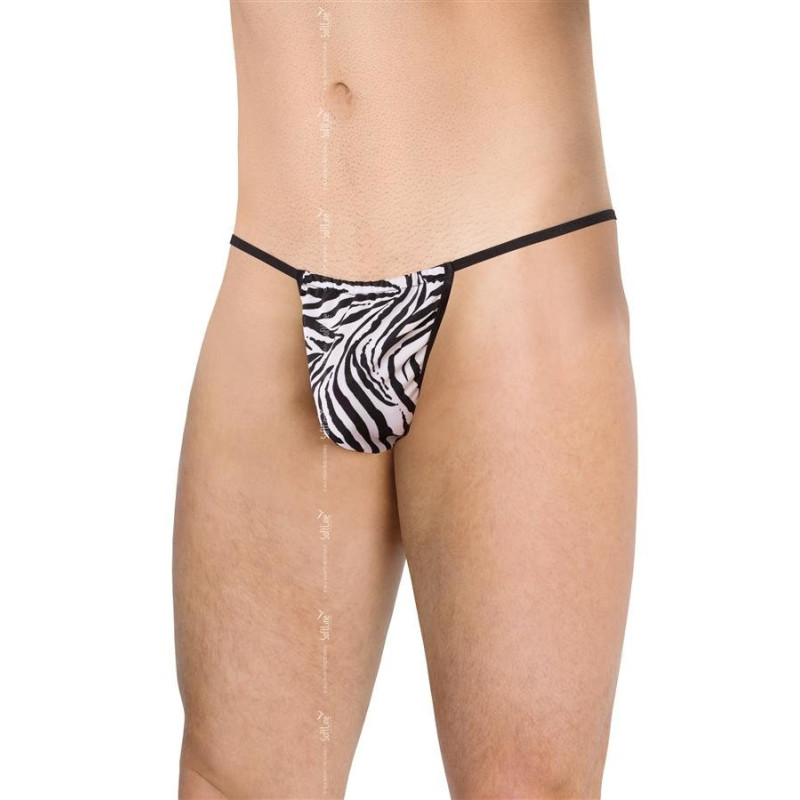 Чоловічі стрінги SoftLine Mens Thong 4531 Чорний/Білий OneSize