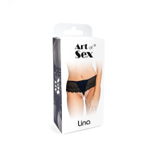 Сексуальные трусики Art of Sex - Lina с жемчугом, размер L-2XL Черные