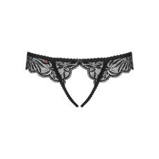 Кружевные танга с доступом Obsessive Contica crothchles thong черные L/XL