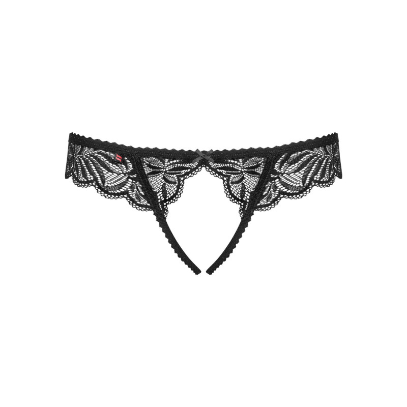 Кружевные танга с доступом Obsessive Contica crothchles thong черные L/XL Кружевные танга с доступом Obsessive Contica crothchles thong черные L/XL